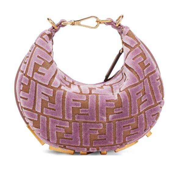 NEW FENDI FENDIGRAPHY MINI VELVET FF SHOULDER CROSSBODY BAG PURSE AUTHENTIC NWT! - Picture 2 of 16